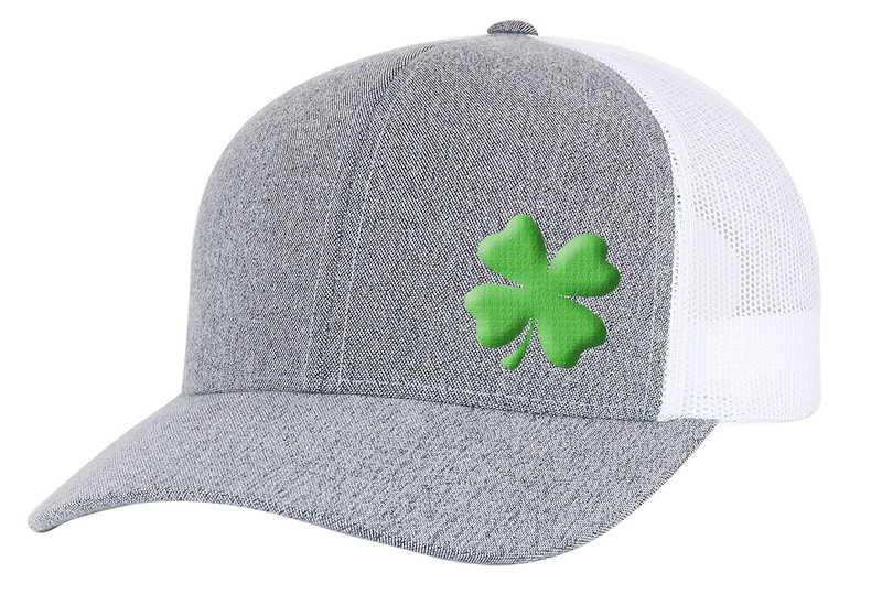 Men's Lucky Clover Shamrock Off-Center Embroidered Golf Mesh Back